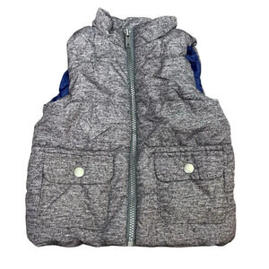 Rorie Whelan Baby Boy Puffer Vest 24 Months Quilted Pockets Full Zip Gray Blue